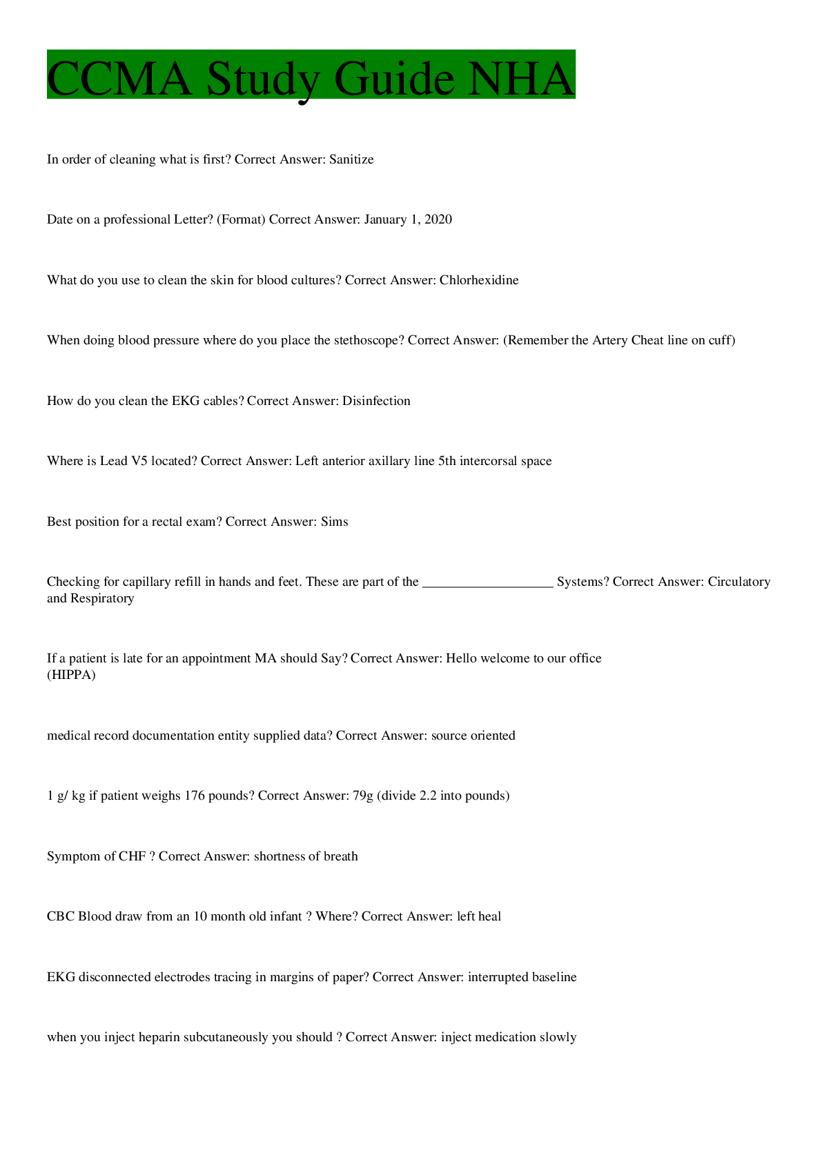 Preview image of CCMA Study Guide NHA document